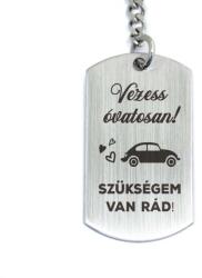 R.M. ékszer Vezess óvatosan autót acél medálos kulcstartó (14343-RM)