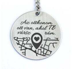 R.M. ékszer Az otthonom ott van acél medálos kulcstartó (13923-RM-K)