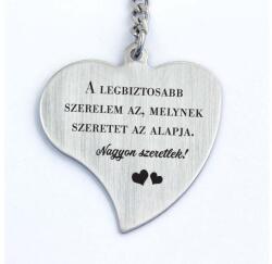 R.M. ékszer Nagyon szeretlek - szív alakú gravírozott acél kulcstartó (13071-RM-N)