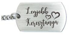 R.M. ékszer Legjobb Keresztanya gravírozott acél kulcstartó - kis téglalap (16397RM)
