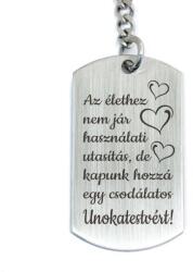 R.M. ékszer Az élethez nem jár használati utasítás - unokatestvér acél kulcstartó (15969RMT)