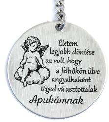 R.M. ékszer Felhőkön ülve angyalkaként - kerek angyalkás kulcstartó Apukámnak (19704RM)