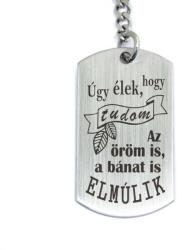 R.M. ékszer Úgy élek hogy tudom acél medálos kulcstartó (13116-RM)