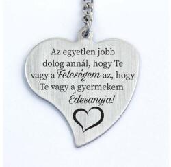 R.M. ékszer Te vagy a Feleségem és Anya acél kulcstartó - szív, gyermekem (19708RM)
