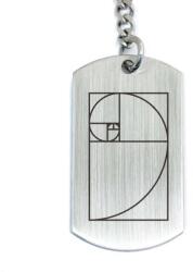 R.M. ékszer Fibonacci-spirál - aranymetszés téglalap acél kulcstartó, nagy medál (13725-RM-D)