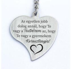 R.M. ékszer Te vagy a Testvérem és Keresztanya acél kulcstartó - szív, gyermekem (19713RM)