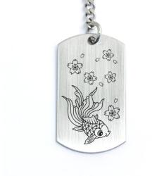 R.M. ékszer Aranyhal és cseresznyevirág gravírozott acél kulcstartó (19685RM)