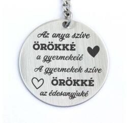 R.M. ékszer Az anya szíve örökké a gyermekeié - kerek acél kulcstartó anyának (13990-RM-KK)