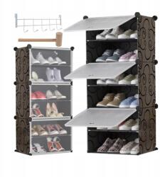 HÖGLER Moduláris Cipősszekrény Apróságok Tároló Komód Könyvespolc MX8 Fekete 6 Polc (3408)