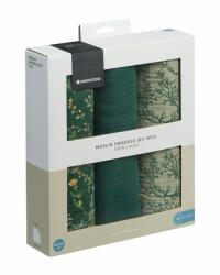  Kikkaboo kifogó 3 db muszlin 100x100cm Secret Garden zöld - kreativjatek