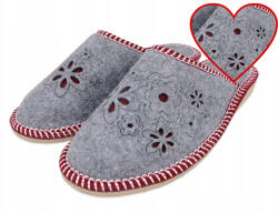  Filc papucs Hímzett Mintás Női Puha és Kellemes Szürke Teljes 36-41 (000676SZARYFILC)