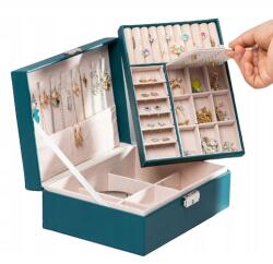  Prémium Ékszerdoboz, üvegzöld, fülbevaló tartó (IVY06.Z)