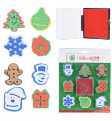 Artmaker Nyomdák Karácsonyi Bélyegzők Bélyegző szett 8 db Bélyegző Ajándék Tinta (stemple pieczątki tusz świateczny w2)