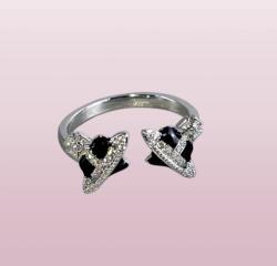  Lány gyűrű Szív Szaturnusz Bolygó Fekete Kozmosz Állítható