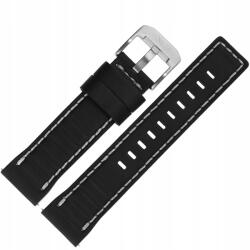  Systema szíj Bőr (E725) fekete-fehér p. acél kl (Pasek Systema - Skóra (E725) czarny z bi)