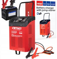 AMiO Erős Egyenirányító Indító Autós Töltő 40A 12V 24V 300A Agm Gél