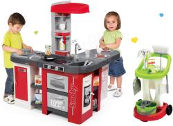 Smoby Set bucătărie de joacă Tefal Studio XXL Smoby electronic cu bule magice şi cărucior de curăţenie cu găleată (SM311025-1) Bucatarie copii