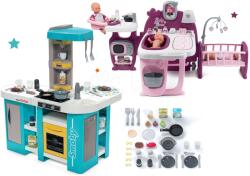 Smoby Set bucătărie de jucărie electornică Tefal Studio 360° XL Bubble Smoby și centru de bebe Violette Baby Nurse Large Doll's Play Center (SM311045-5) Bucatarie copii