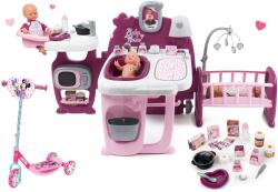 Smoby Set centru bebe Violette Baby Nurse Large Doll's Play Center Smoby și trotinetă cu trei roți Disney Minnie (SM220349-24) Papusa