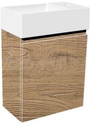 Hatria Set mobilier baie (masca suspendata cu 1 usa si lavoar) Hatria Bahia 13 45x25 cm, fara orificiu pentru baterie, crem (chestnut oak) (bh0450250010ns4)