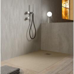 Hatria Cadita dus dreptunghiulara ceramica Hatria Petra H3 Ardesia 120x80 cm, cu sifon inclus si capac crom - forma si dimensiuni ajustabile! crem (ivory) (pa12008001200)