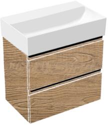 Hatria Set mobilier baie (masca suspendata cu 2 sertare si lavoar) Hatria Bahia 13 60x47 cm, fara orificiu pentru baterie, crem (chestnut oak) (bh0600465010ns4)