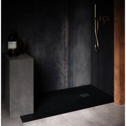 Hatria Cadita dus dreptunghiulara ceramica Hatria Petra H3 Ardesia 140x80 cm, cu sifon inclus si capac crom - forma si dimensiuni ajustabile! negru (pa14008000200)