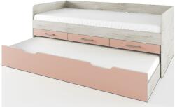 Bogdan Furniture I Легло сандвич Mod 2035, Дъб пиемона/Розова праскова, с включени 2 броя матраци 90/200