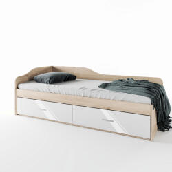 Bogdan Furniture I Легло Mod 2023 с чекмеджета, Сонама Арвен/Бял гланц