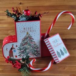  Karácsonyi Csizmás piros ajándékdoboz