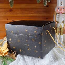  Karácsonyi fekete elegáns doboz arany csillagokkal