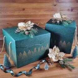  Zöld fenyőfás doboz - 24, 5 × 24, 5 × 28 cm