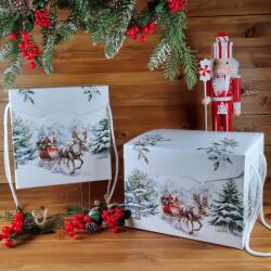  Szánkós karácsonyi díszdoboz - 21 x 21 x 21 cm