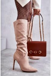 Butosklep Bézs, magassarkú csizma, hölgyeknek (S1709 BEIGE__21707)
