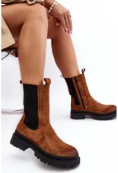 Butosklep Barna női csizma cipzárral (23BT35-6440 CAMEL__28345)