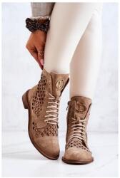 Butosklep Bézs, áttört csizma, arany logóval, hölgyeknek (2695/023 CAMEL__18456)