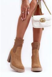 Butosklep Barna áttört magas sarkú csizma (3386 BEŻ B.WELUR__27997)