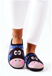 Butosklep Stílusos női meleg papucs, kék színben, rénszarvassal (ITD1314-3 BLUE/RENIFER__17811)