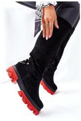 Butosklep Piros talpú, fekete női csizma (2866/G BLK WEL__16482)