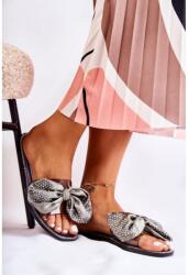 Butosklep Fekete-szürke gumi papucs, masnival (3729 BLACK__20696)