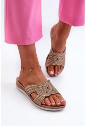 Butosklep Női bézs színű papucs cirkónikkal (BV000037 PIASKOWY__32423)