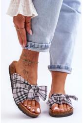 Butosklep Mintás, női papucs - masnival (SAR-27 GREY__26237)