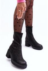 Butosklep Fekete női magas sarkú csizma (TR928 CZARNY NUBUCK__27943)