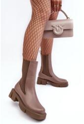 Butosklep Bézs színű bőr csizma nőknek (2693/230 BROWN__28240)