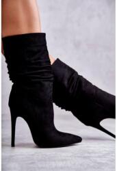 Butosklep Fekete fodros csizma, hölgyeknek (C-252 BLACK__21903)