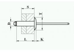 DSU szegecs - SSL 4811 4, 8*11 mm acél-acél nyitott nagyfejű húzószegecs (500 db/doboz) (03538)
