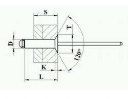DSU szegecs - SSF 4820 48*20 acél-acél süllyesztettfejű húzószegecs (500 db/doboz) (05920)