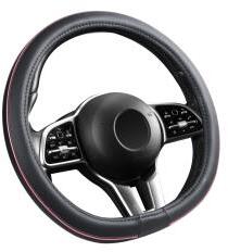  Bőrhatású kormányvédő 38cm / Pink betétes, D típusú 00863