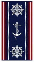 Welora Strandtörölköző, horgonygal és kormánylapáttal, pamut, 150x75cm, kék és piros (JM1224776)