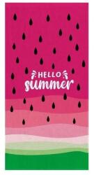 Welora Strandtörölköző, "Hello summer" szöveggel és görögdinnye mintával, Pamut, 150x75cm, Fukszia (JM1235665)